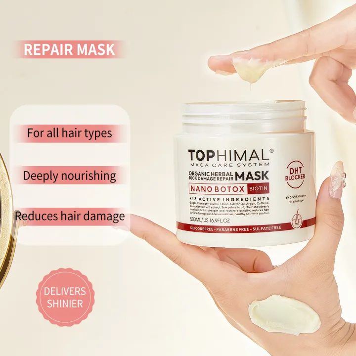 Tophimal Shampoo and Hair Mask Set Deep Treatment Argan Oil Coconut Protein Herbal Sulfate Free for Dry or Damaged Hair 500ML - Image 3